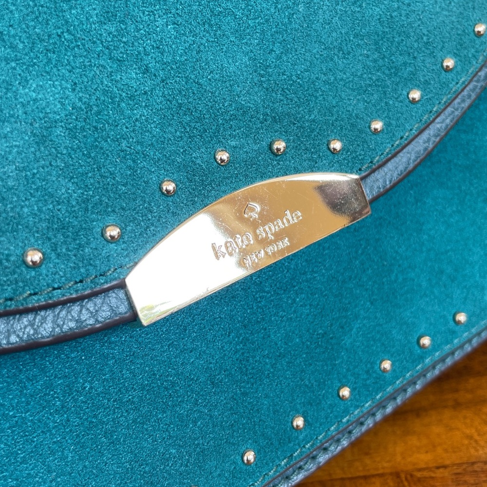 Kate Spade Teal Kenway Suede Crossbody with Tassel - Picture 9 of 11